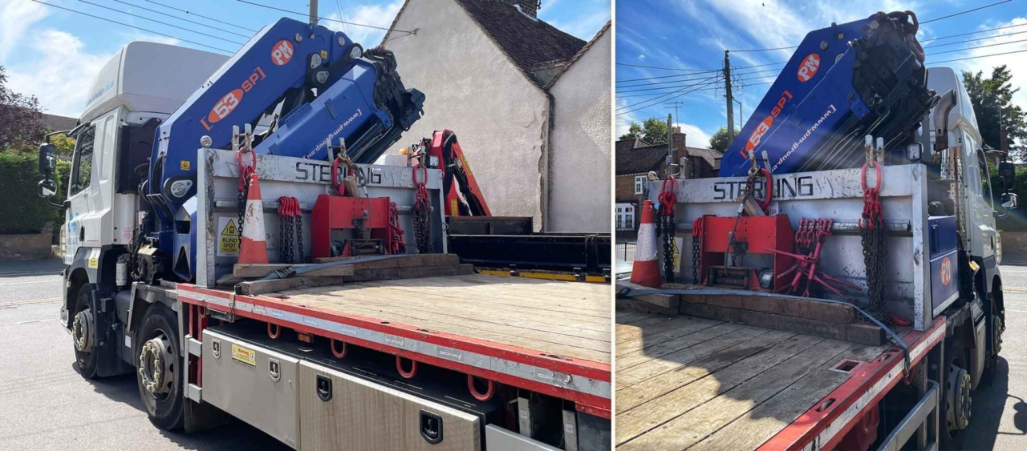 JS Haulage lorry with 5 ton hydraulic winch and a 10 ton pm 53 sp hiab crane